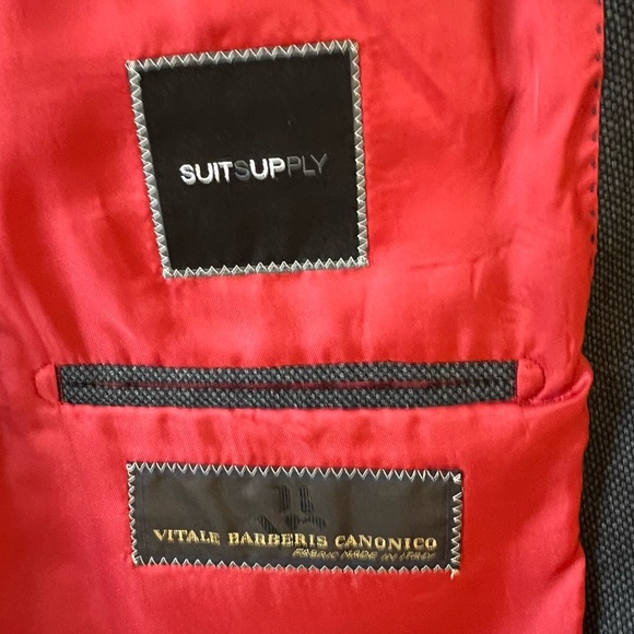 $899 SuitSupply FULL SUIT Sienna dark charcoal birds-eye Super 130s VBC wool 44R - Picture 10 of 16